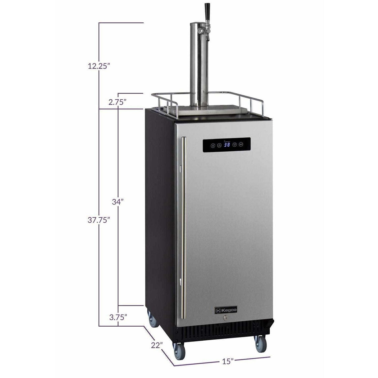 Kegco 15" Wide Kombucha Single Tap Stainless Steel Kegerator KOM15BSR Kegerators KOM15BSRNK Wine Coolers Empire