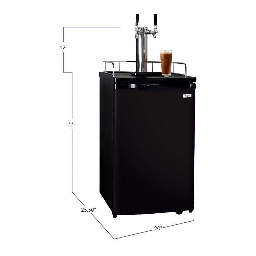 Kegco 20" Wide Cold Brew Coffee Dual Tap Black Kegerator ICK19B-2 Coffee Dispensers ICK19B-2NK Wine Coolers Empire