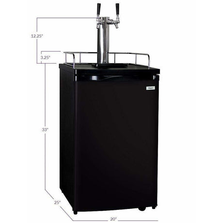 Kegco 20" Wide Dual Tap Black Home Brew Kegerator HBK199B-2 Kegerators HBK199B-2NK Wine Coolers Empire