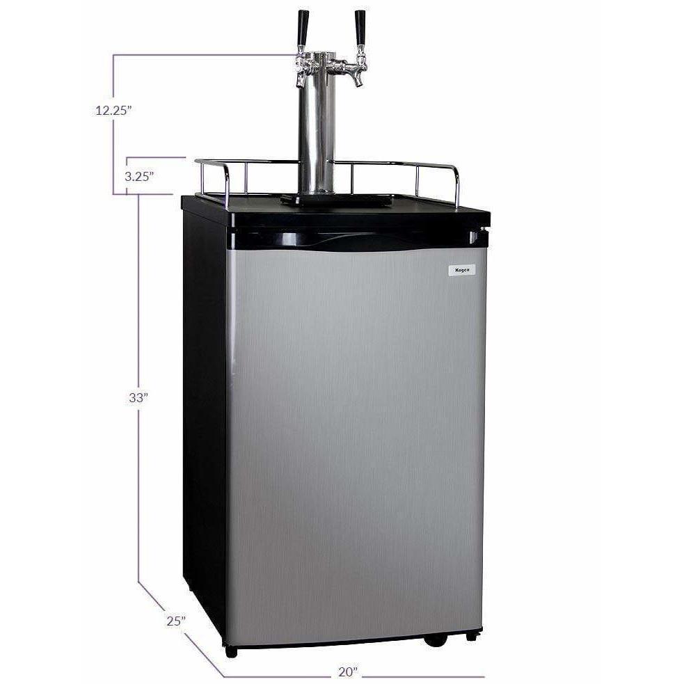 Kegco 20" Wide Dual Tap Stainless Home Brew Kegerator HBK199S-2 Kegerators HBK199S-2NK Wine Coolers Empire