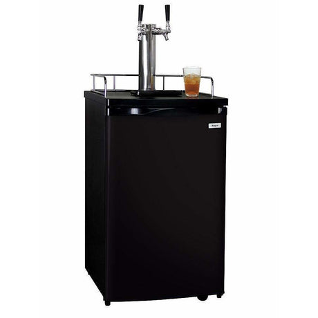 Kegco 20" Wide Kombucha Dual Tap Black Kegerator KOM19B-2 Kegerators KOM19B-2 Wine Coolers Empire