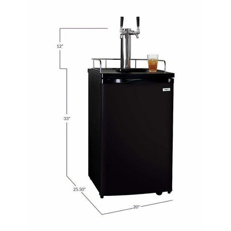 Kegco 20" Wide Kombucha Dual Tap Black Kegerator KOM19B-2 Kegerators KOM19B-2 Wine Coolers Empire