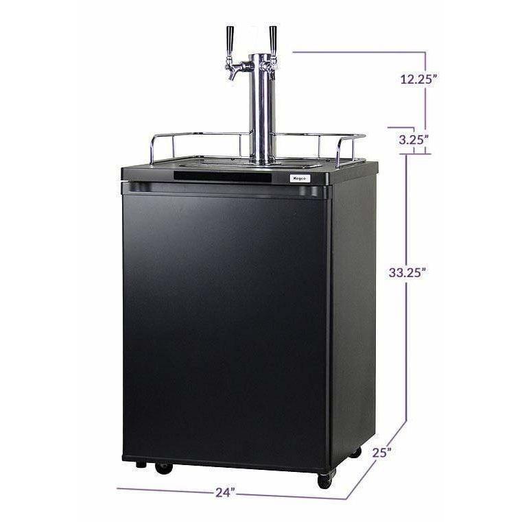 Kegco 24" Wide Cold Brew Coffee Dual Tap Black Kegerator ICK20B-2 Coffee Dispensers ICK20B-2NK Wine Coolers Empire