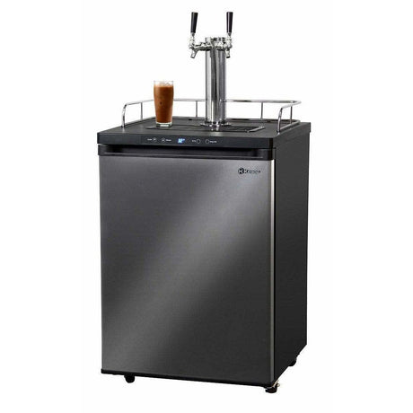 Kegco 24" Wide Cold Brew Coffee Dual Tap Black Stainless Steel Kegerator ICK30X-2 Coffee Dispensers ICK30X-2NK Wine Coolers Empire