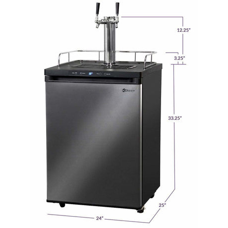 Kegco 24" Wide Cold Brew Coffee Dual Tap Black Stainless Steel Kegerator ICK30X-2 Coffee Dispensers ICK30X-2NK Wine Coolers Empire