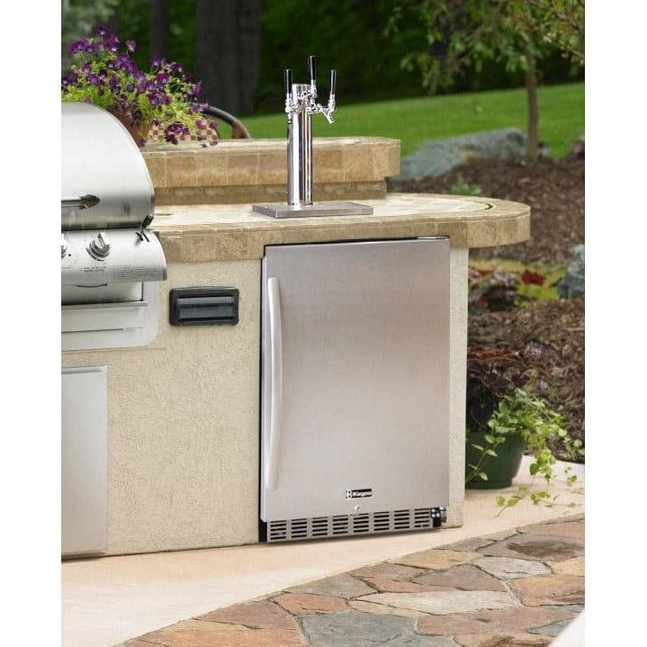 Kegco 24" Wide Dual Tap All Stainless Steel Outdoor Built-In Left Hinge with Kit Kegerator HK38SSU-L-2 Kegerators HK38SSU-L-2 Wine Coolers Empire