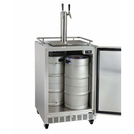 Kegco 24" Wide Dual Tap All Stainless Steel Outdoor Right Hinge with Kit Kegerator HK38SSC-2 Kegerators HK38SSC-2 Wine Coolers Empire