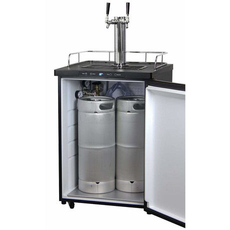 Kegco 24" Wide Dual Tap Black Stainless Steel Digital  Kegerator K309X-2 Kegerators K309X-2NK Wine Coolers Empire