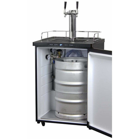 Kegco 24" Wide Dual Tap Black Stainless Steel Digital  Kegerator K309X-2 Kegerators K309X-2NK Wine Coolers Empire