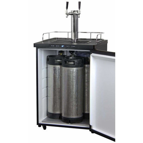 Kegco 24" Wide Dual Tap Black Stainless Steel Digital  Kegerator K309X-2 Kegerators K309X-2NK Wine Coolers Empire
