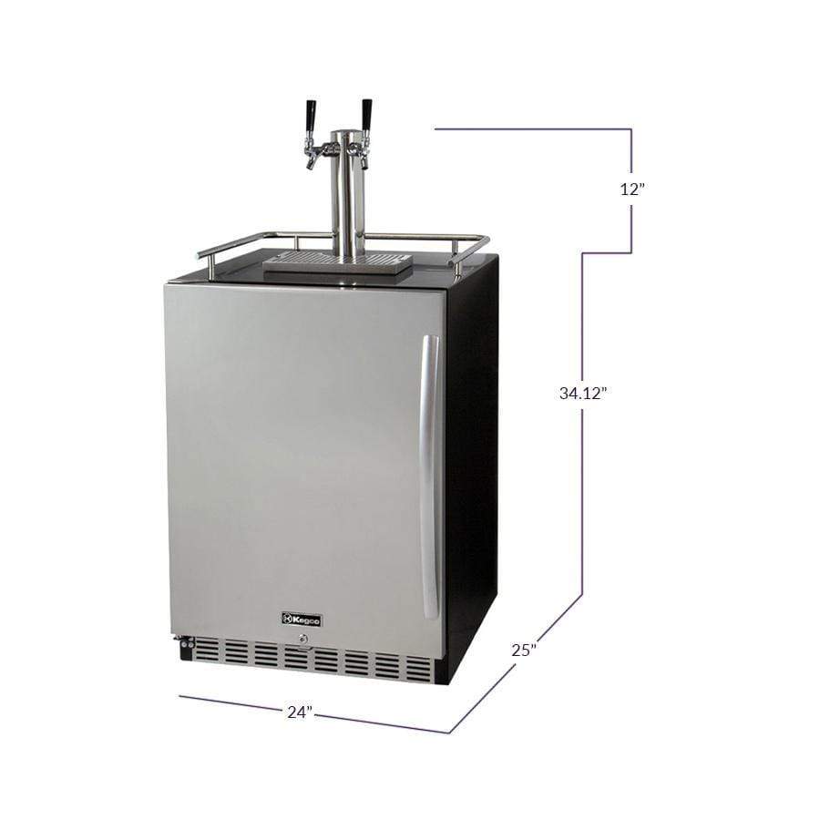 Kegco 24" Wide Dual Tap Stainless Steel Built-In Left Hinge with Kit Kegerator HK38BSU-L-2 Kegerators HK38BSU-L-2 Wine Coolers Empire