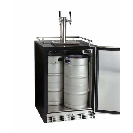 Kegco 24" Wide Dual Tap Stainless Steel Built-In Right Hinge with Kit Kegerator HK38BSU-2 Kegerators HK38BSU-2 Wine Coolers Empire
