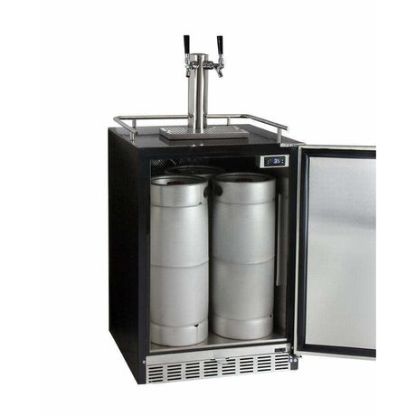 Kegco 24" Wide Dual Tap Stainless Steel Built-In Right Hinge with Kit Kegerator HK38BSU-2 Kegerators HK38BSU-2 Wine Coolers Empire