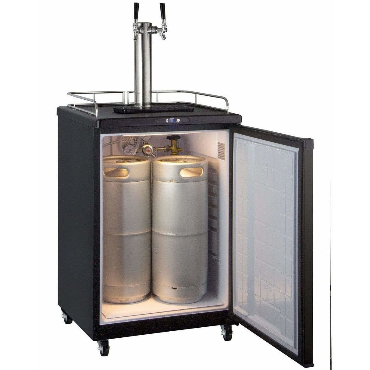 Kegco 24" Wide Kombucha Dual Tap Black Kegerator KOM163B-2 Kegerators KOM163B-2NK Wine Coolers Empire