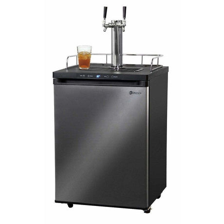 Kegco 24" Wide Kombucha Dual Tap Black Stainless Steel Kegerator KOM30X-2 Kegerators KOM30X-2NK Wine Coolers Empire