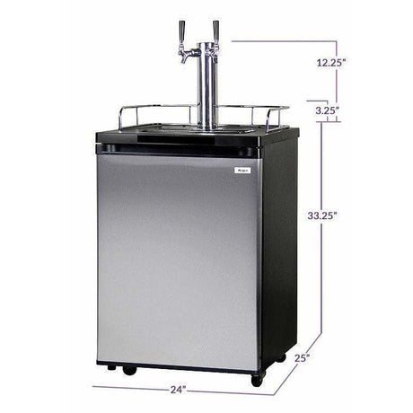 Kegco 24" Wide Kombucha Dual Tap Stainless Steel Kegerator KOM20S-2 Kegerators KOM20S-2NK Wine Coolers Empire