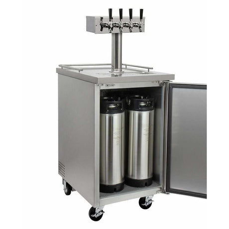 Kegco 24" Wide Kombucha Four Tap All Stainless Steel Kegerator KOMC1S-4 Kegerators KOMC1S-4 Wine Coolers Empire