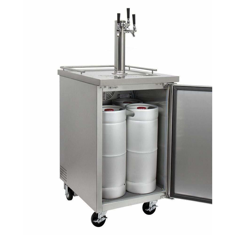 Kegco 24" Wide Kombucha Triple Tap All Stainless Steel Kegerator KOMC1S-3 Kegerators KOMC1S-3 Wine Coolers Empire