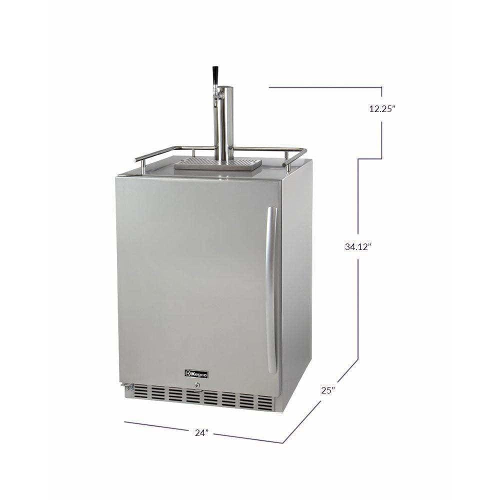 Kegco 24" Wide Single All Stainless Steel Outdoor Built-In Left Hinge with Kit  Kegerator HK38SSU-L-1 Kegerators HK38SSU-L-1 Wine Coolers Empire