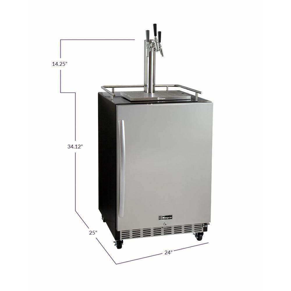 Kegco 24" Wide Triple Tap All Stainless Steel Built-In with Kit Kegerator HK38BSC-3 Kegerators HK38BSC-3 Wine Coolers Empire