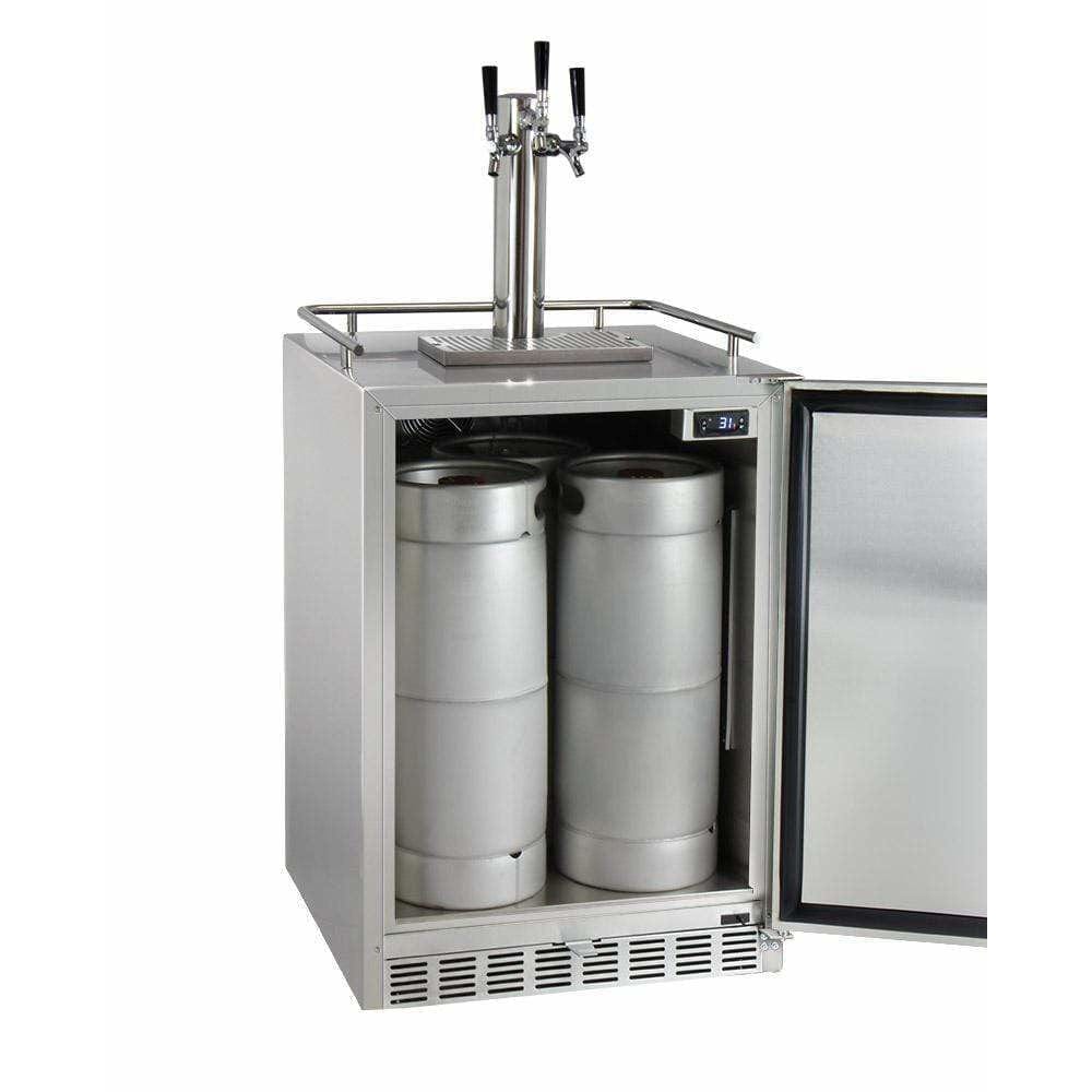 Kegco 24" Wide Triple Tap All Stainless Steel Outdoor Built-In Digital Left Hinge with Kit Kegerator HK38SSU-L-3 Kegerators HK38SSU-L-3 Wine Coolers Empire