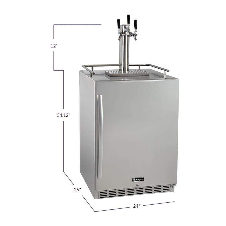 Kegco 24" Wide Triple Tap All Stainless Steel Outdoor Built-In Right Hinge with Kit Kegerator HK38SSU-3 Kegerators HK38SSU-3 Wine Coolers Empire