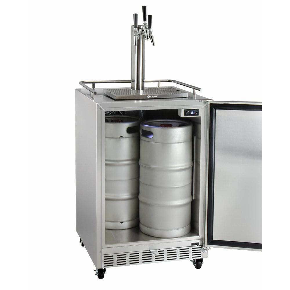Kegco 24" Wide Triple Tap All Stainless Steel Outdoor Left Hinge with Kit Kegerator HK38SSC-L-3 Kegerators HK38SSC-L-3 Wine Coolers Empire