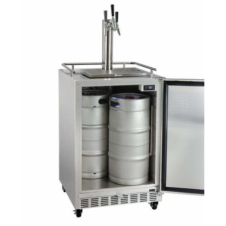 Kegco 24" Wide Triple Tap All Stainless Steel Outdoor Left Hinge with Kit Kegerator HK38SSC-L-3 Kegerators HK38SSC-L-3 Wine Coolers Empire
