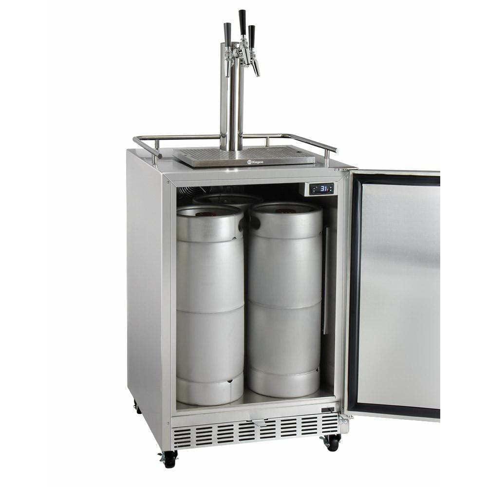 Kegco 24" Wide Triple Tap All Stainless Steel Outdoor Left Hinge with Kit Kegerator HK38SSC-L-3 Kegerators HK38SSC-L-3 Wine Coolers Empire