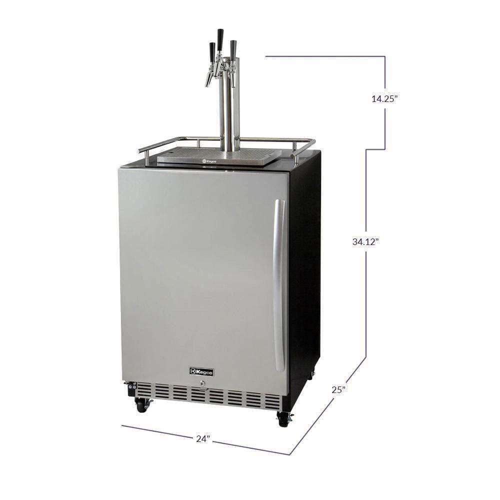 Kegco 24" Wide Triple Tap Stainless Steel Built-In Left Hinge with Kit Kegerator HK38BSC-L-3 Kegerators HK38BSC-L-3 Wine Coolers Empire