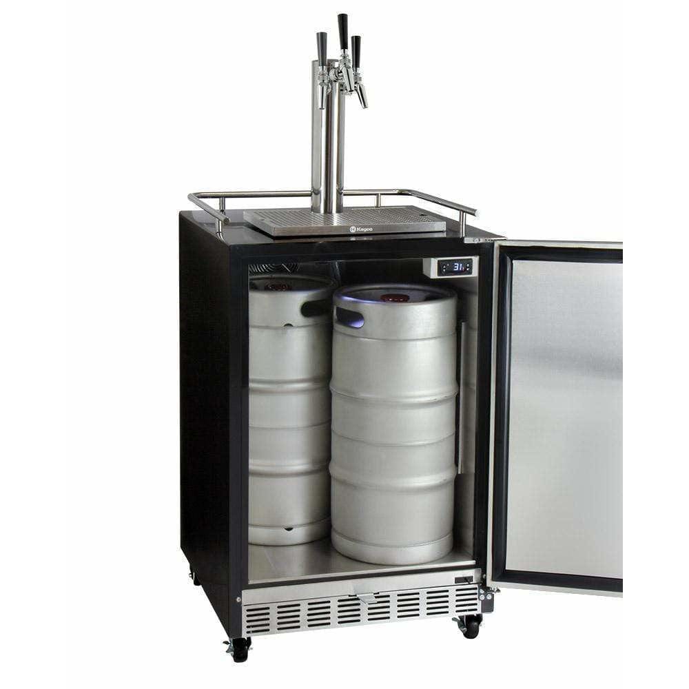 Kegco 24" Wide Triple Tap Stainless Steel Built-In Left Hinge with Kit Kegerator HK38BSC-L-3 Kegerators HK38BSC-L-3 Wine Coolers Empire