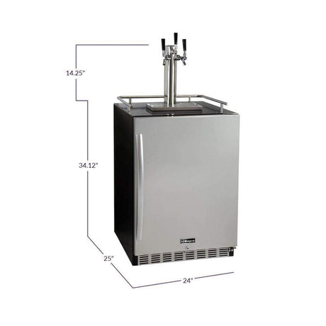 Kegco 24" Wide Triple Tap Stainless Steel Built-In Right Hinge with Kit Kegerator HK38BSU-3 Kegerators HK38BSU-3 Wine Coolers Empire