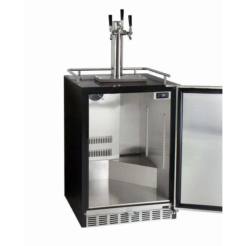 Kegco 24" Wide Triple Tap Stainless Steel Built-In Right Hinge with Kit Kegerator HK38BSU-3 Kegerators HK38BSU-3 Wine Coolers Empire