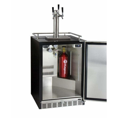 Kegco 24" Wide Triple Tap Stainless Steel Built-In Right Hinge with Kit Kegerator HK38BSU-3 Kegerators HK38BSU-3 Wine Coolers Empire
