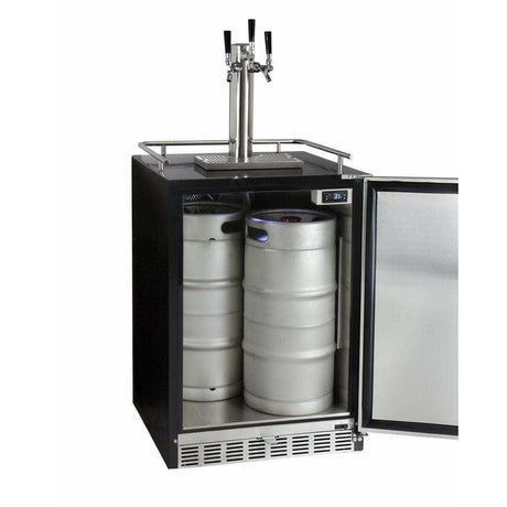 Kegco 24" Wide Triple Tap Stainless Steel Built-In Right Hinge with Kit Kegerator HK38BSU-3 Kegerators HK38BSU-3 Wine Coolers Empire