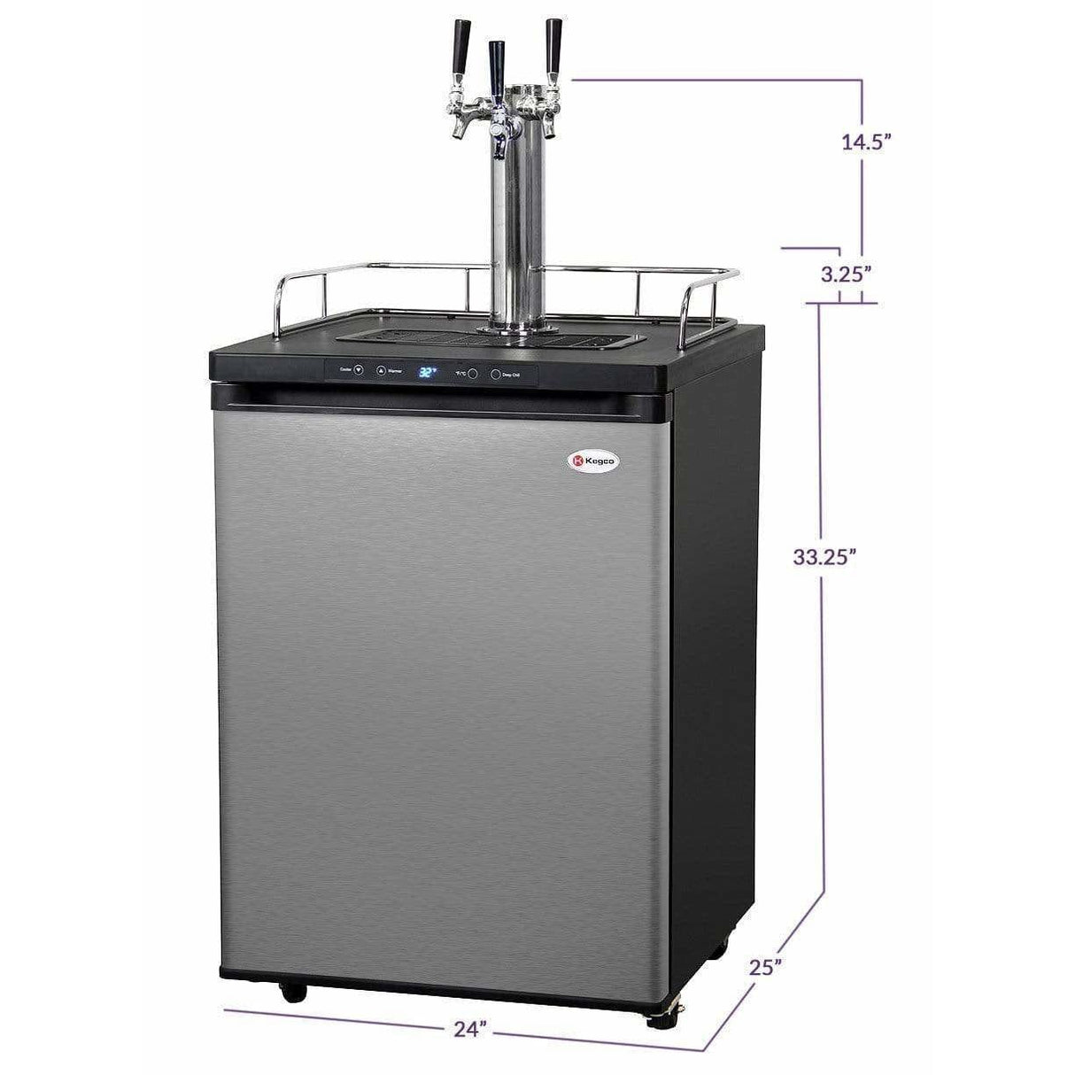 Kegco 24" Wide Triple Tap Stainless Steel Home Brew Kegerator HBK309S-3 Kegerators HBK309S-3NK Wine Coolers Empire