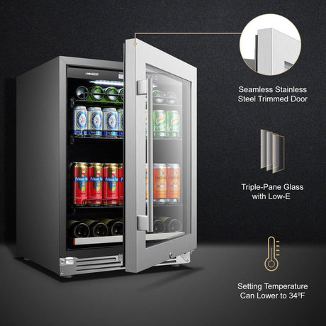 Lanbo 118 Cans Stainless Steel Beverage Coolers LP54BC Beverage Centers LP54BC Wine Coolers Empire