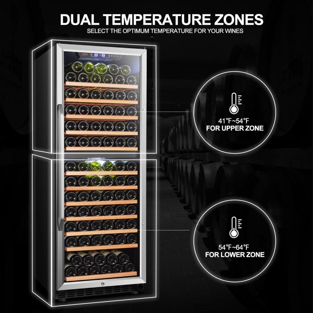 Lanbo 138 Bottles Dual Zone Stainless Steel Right Hinge Wine Coolers LW142D Wine Coolers LW142D Wine Coolers Empire