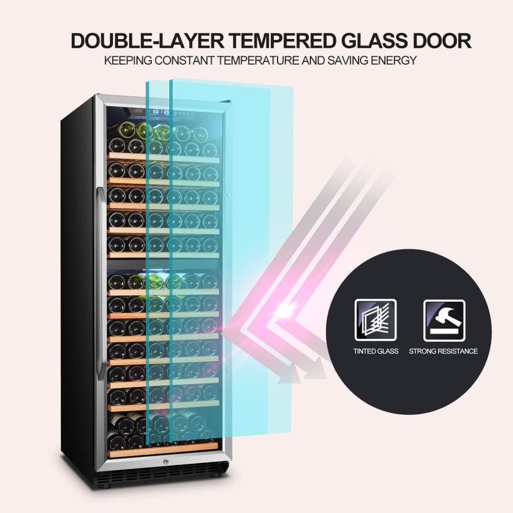 Lanbo 138 Bottles Dual Zone Stainless Steel Wine Coolers LW142D