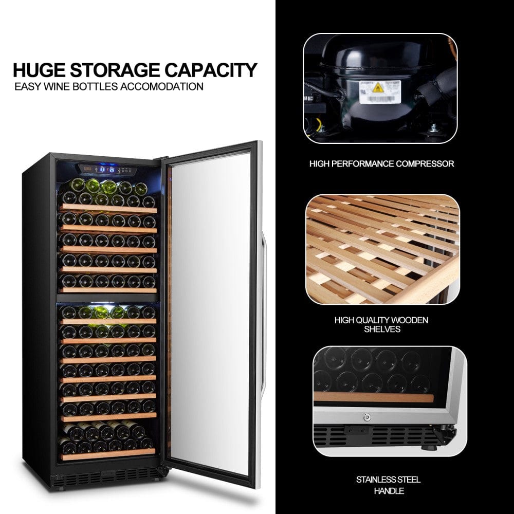 Lanbo 138 Bottles Dual Zone Stainless Steel Wine Coolers LW142D