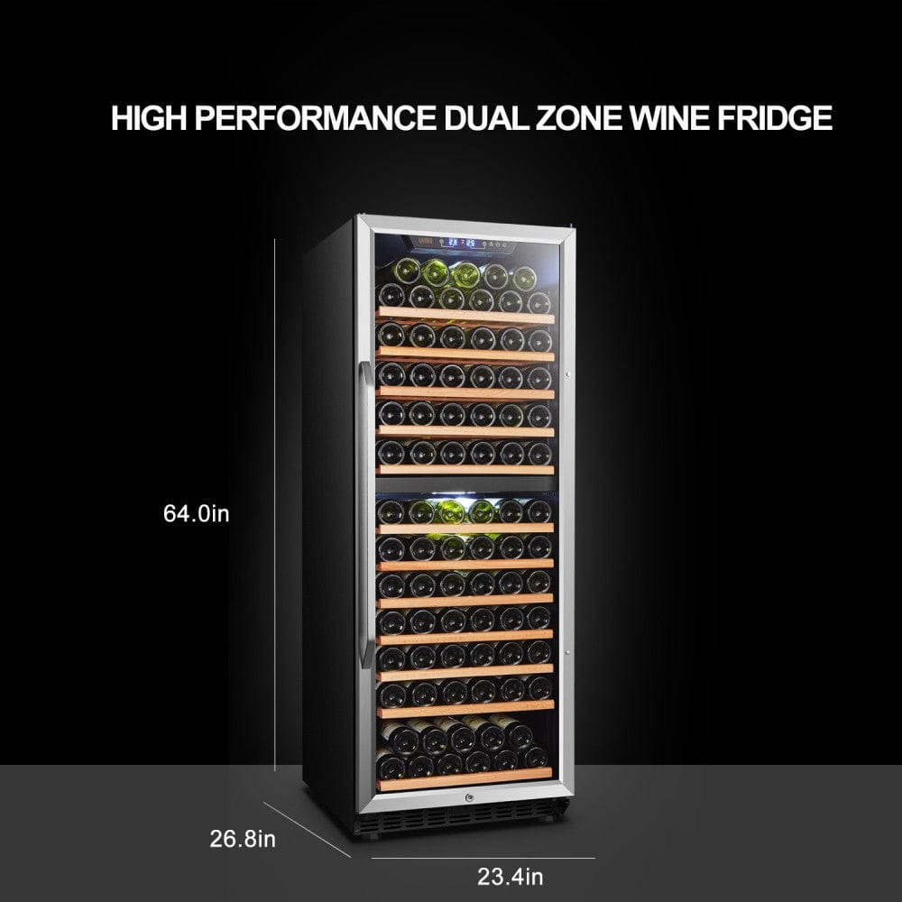Lanbo 138 Bottles Dual Zone Stainless Steel Wine Coolers LW142D