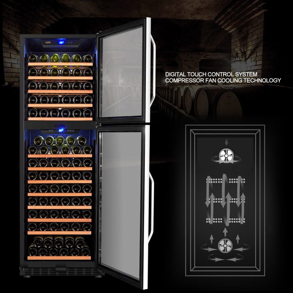 Lanbo 162 Bottles Dual Door Stainless Steel Dual Zone Wine Coolers LW162DD Wine Coolers LW162DD Wine Coolers Empire