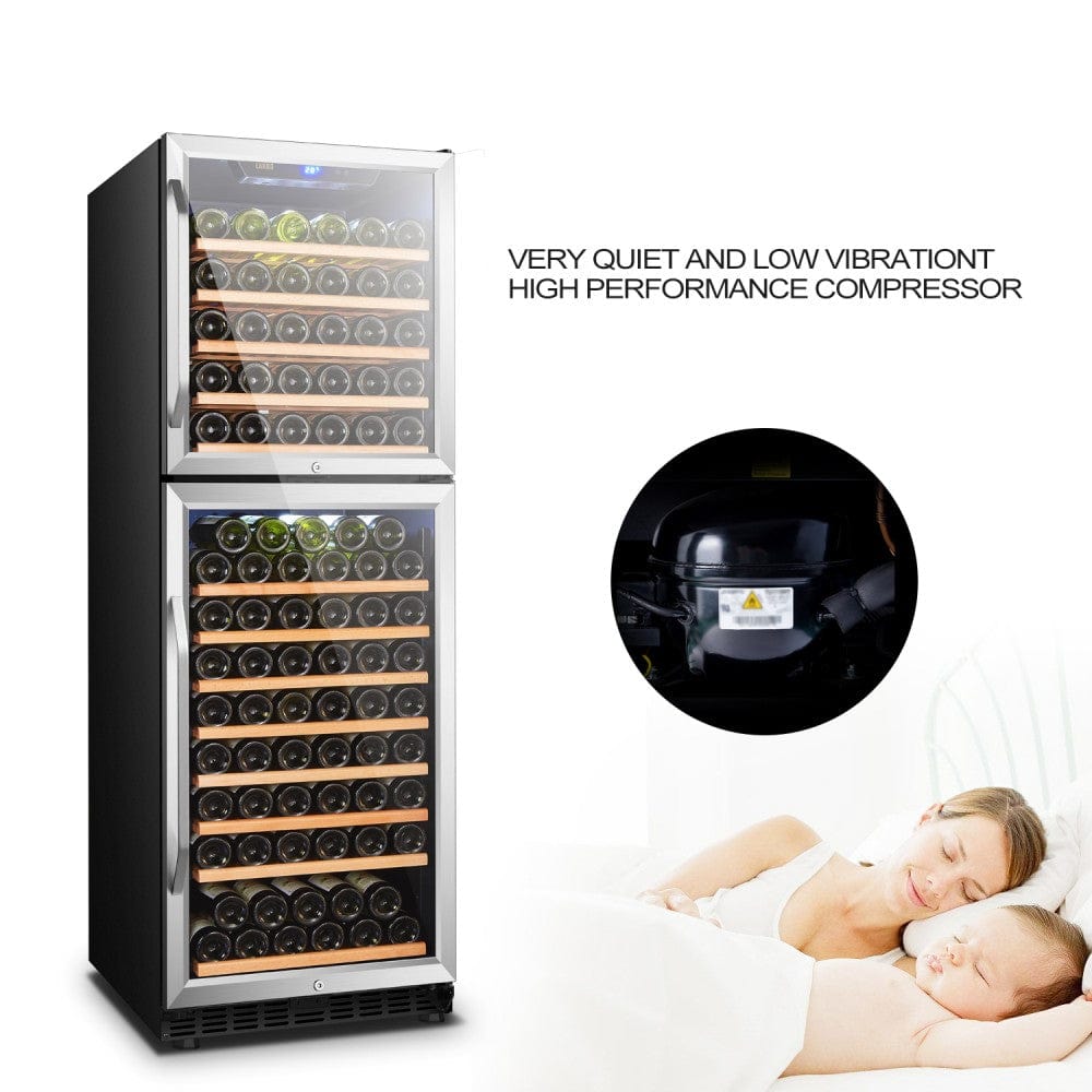 Lanbo 162 Bottles Dual Door Stainless Steel Dual Zone Wine Coolers LW162DD Wine Coolers LW162DD Wine Coolers Empire