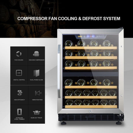 Lanbo 46 Bottles Dual Zone Stainless Steel Wine Coolers LW46D Wine Coolers LW46D Wine Coolers Empire