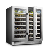 Lanbo 62 Bottles Dual Door Stainless Steel Wine Coolers LP66D Wine Coolers LP66D Wine Coolers Empire