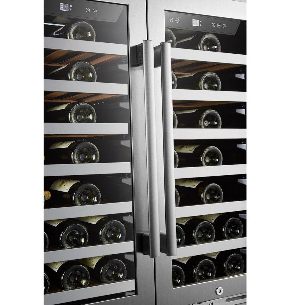 Lanbo 62 Bottles Dual Door Stainless Steel Wine Coolers LP66D Wine Coolers LP66D Wine Coolers Empire