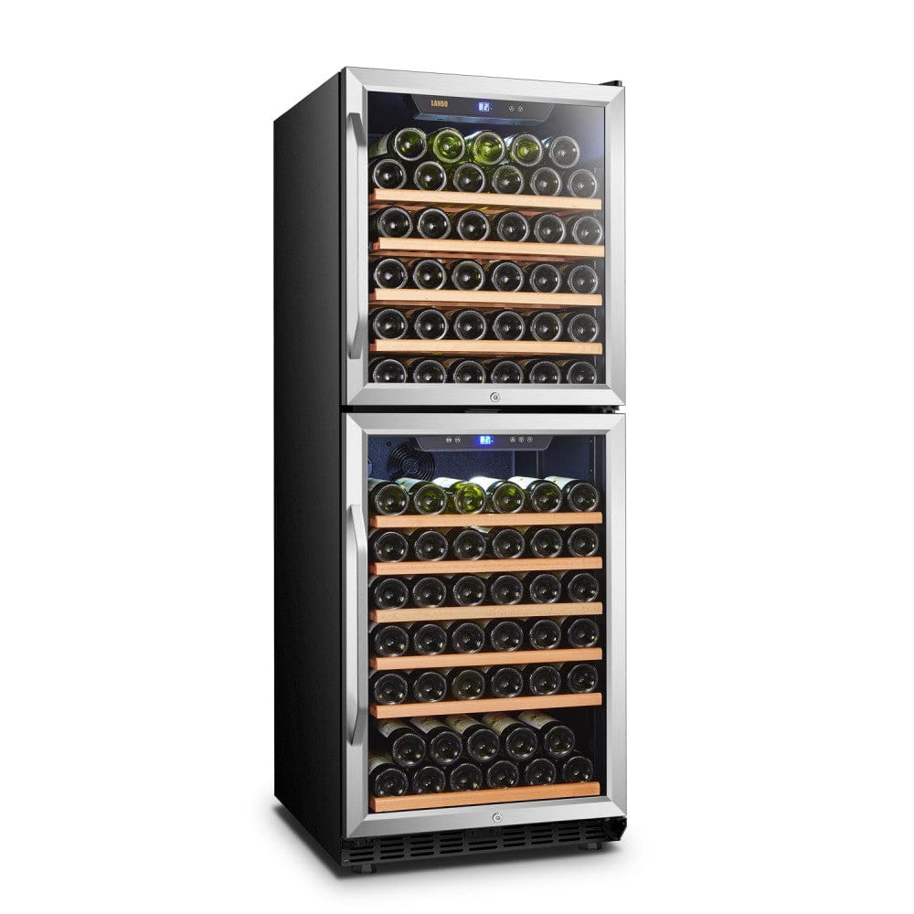 Lanbo133 Bottles Dual Zone Stainless Steel Right Hinge Dual Door Wine Coolers LW133DD Wine Coolers LW133DD Wine Coolers Empire