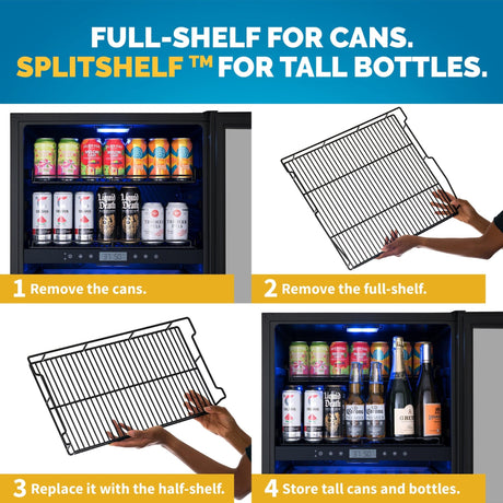 NewAir 100-Can 24-Bottle Dual Zone Black Beverage Fridge Beverage Centers AWB-401DB-B Wine Coolers Empire