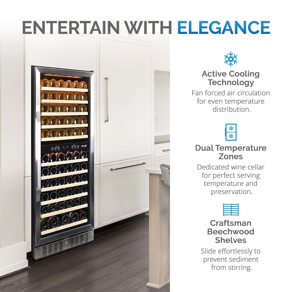 NewAir 116-Bottle Built-In Dual Zone Wine Fridge AWR-1160DB Wine Coolers AWR-1160DB Wine Coolers Empire