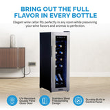 NewAir 12-Bottle Stainless Steel Freestanding Wine Fridge Wine Coolers NWC012SS00 Wine Coolers Empire